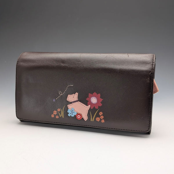 英国Radley 牛革ブラウン レザーウォレット 長財布 スコティッシュテリア